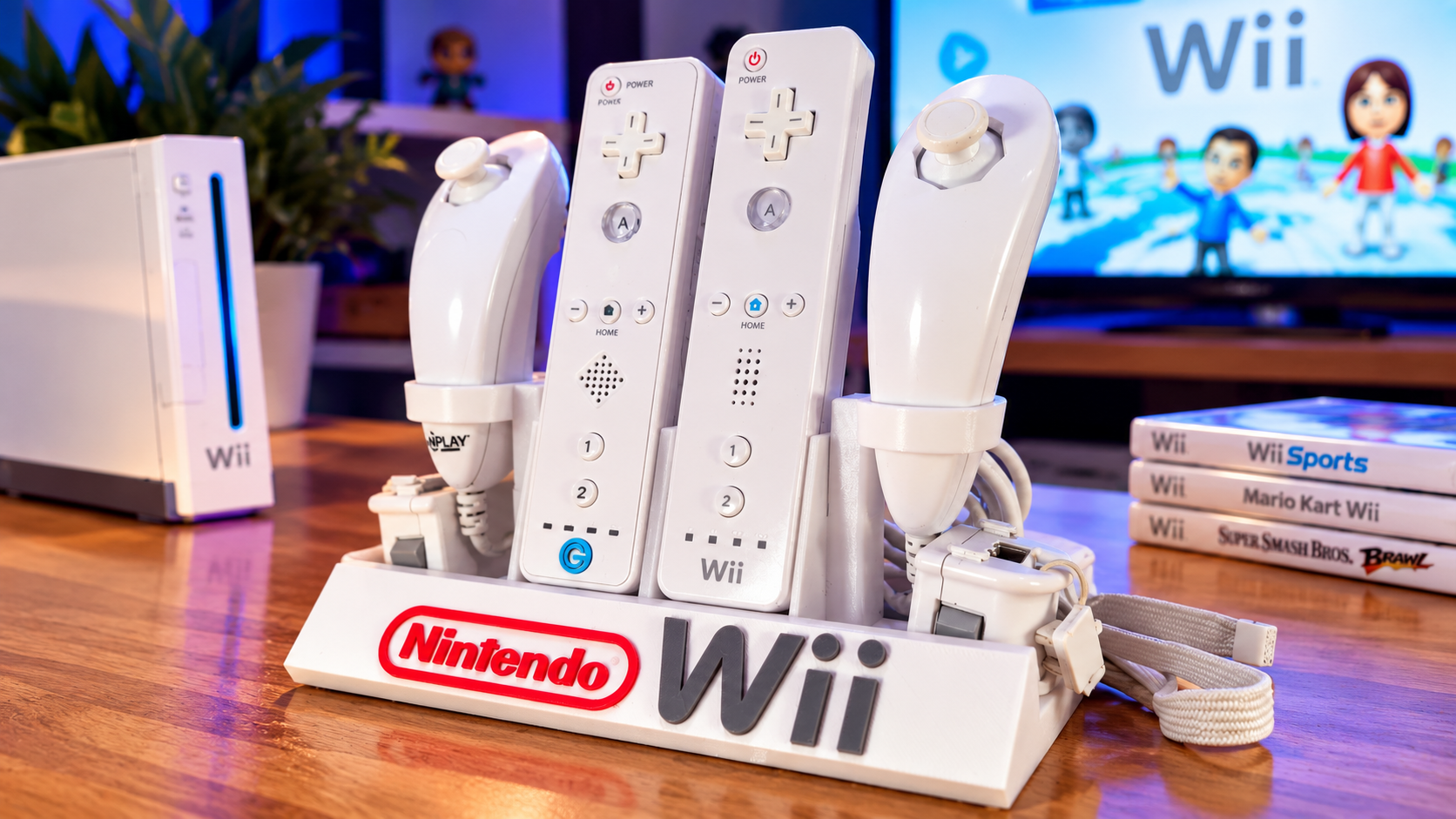 Suporte branco para comandos Nintendo Wii