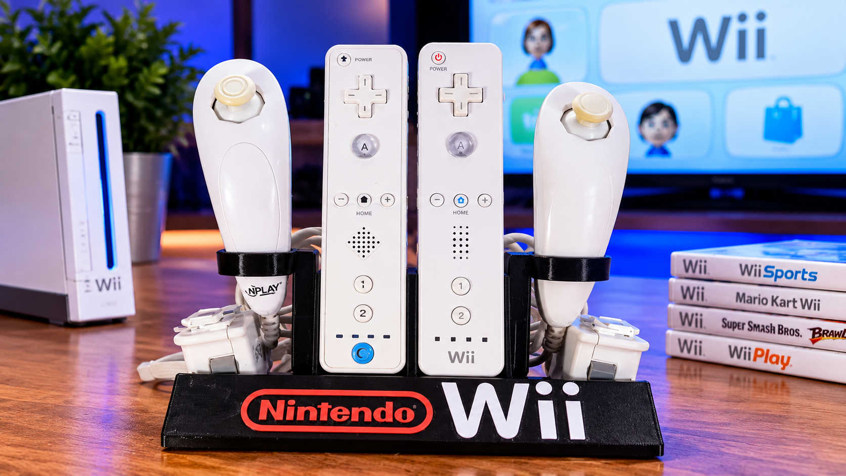 Suporte preto para comandos Nintendo Wii