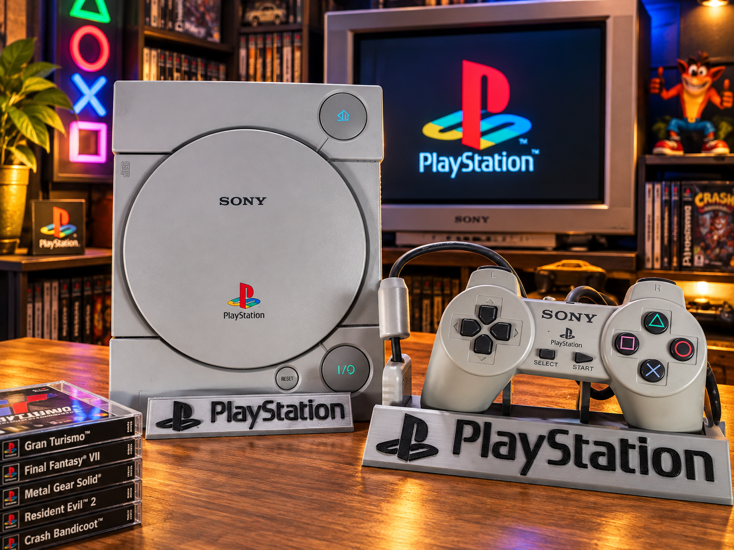 Conjunto de dois suportes para consola e comando PS1