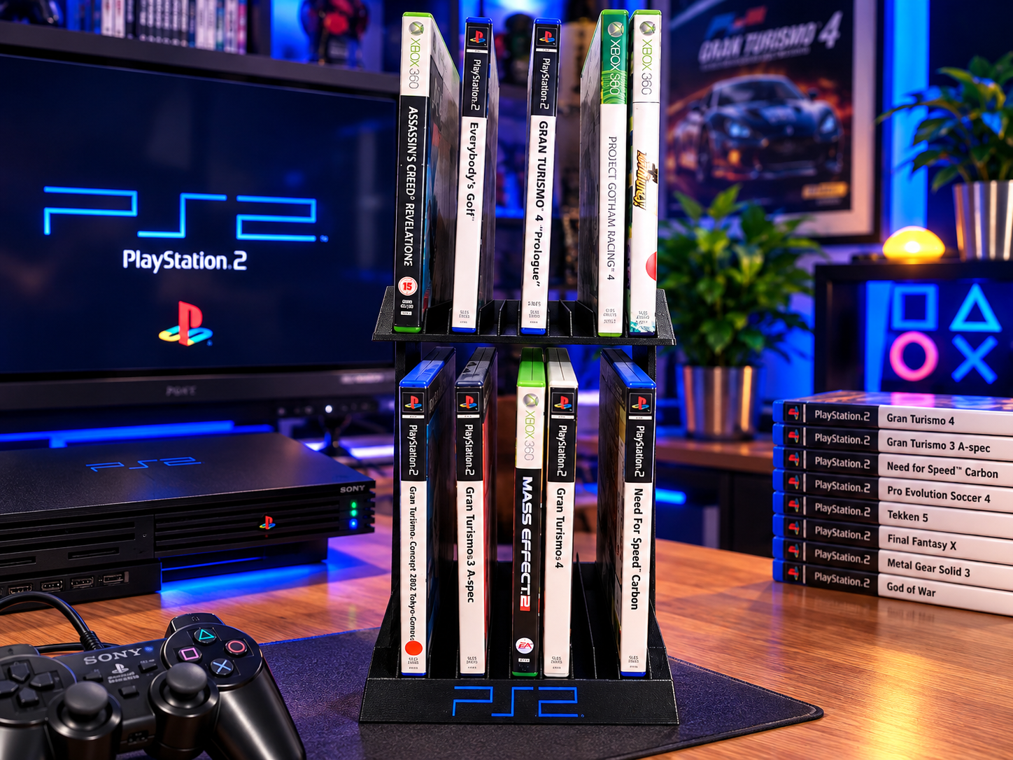 Organizer duplo para jogos PS2 com capacidade para 20 jogos